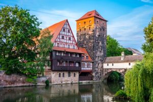 Fluss mit P - Pegnitz (hier in Nürnberg)